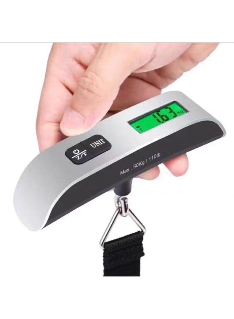Portable digital luggage scale with a 50kg/110lb capacity – backlit LCD display for easy reading – compact travel scale with sturdy straps for accurate weight measurement - Image 1