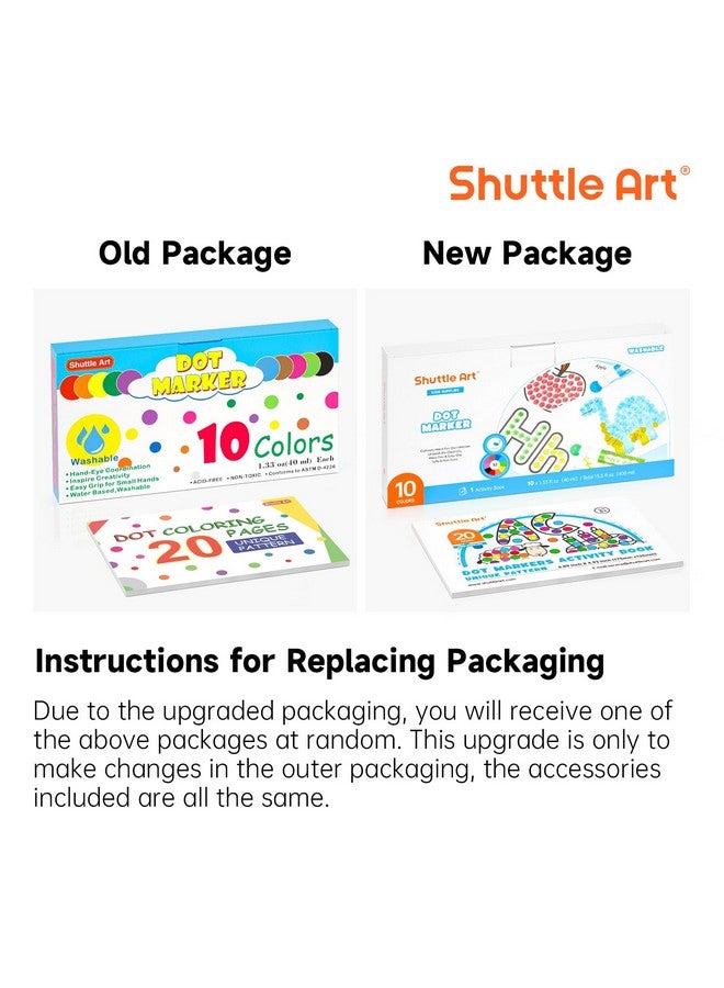 Shuttle Art 10 Colors Dot Marker Washable Non-Toxic Dot Marker For Children Early Education, Bingo Dabber For Creation With 1 Dot Activity Book - Image 2
