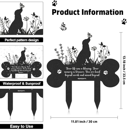 Rngmsi Pet Grave Markers Dog Metal Dog Memorial Garden Markers Decorations for Cemetery Pets Waterproof Grave Stakes Plaque Pet Headstone Garden Memorial Graves134 x 12 in - Image 3