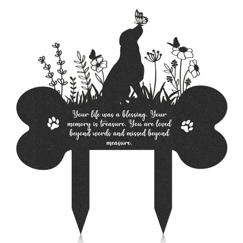 Rngmsi Pet Grave Markers Dog Metal Dog Memorial Garden Markers Decorations for Cemetery Pets Waterproof Grave Stakes Plaque Pet Headstone Garden Memorial Graves134 x 12 in - Image 1