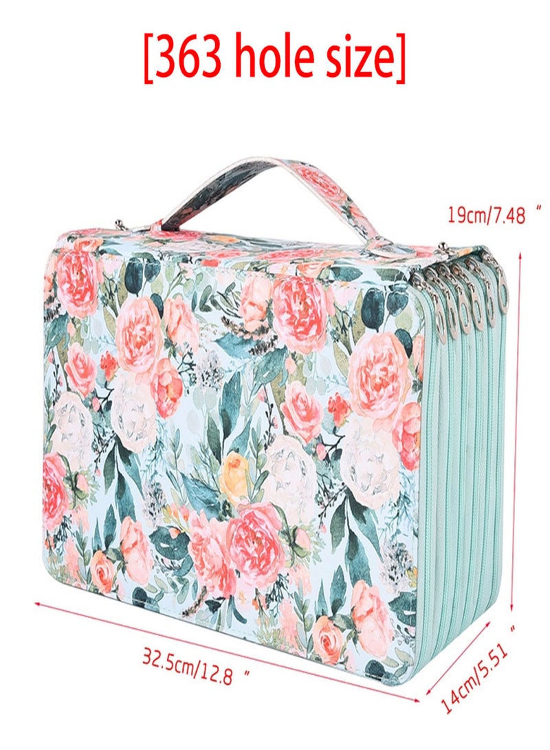 Multi layer 363 hole pencil case portable large capacity sketch coloring pencil case whole and distribution 363 hole green rose - Image 4