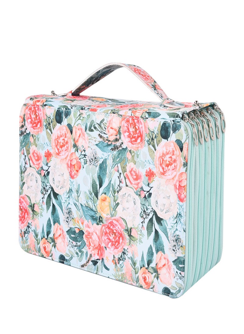 Multi layer 363 hole pencil case portable large capacity sketch coloring pencil case whole and distribution 363 hole green rose - Image 1