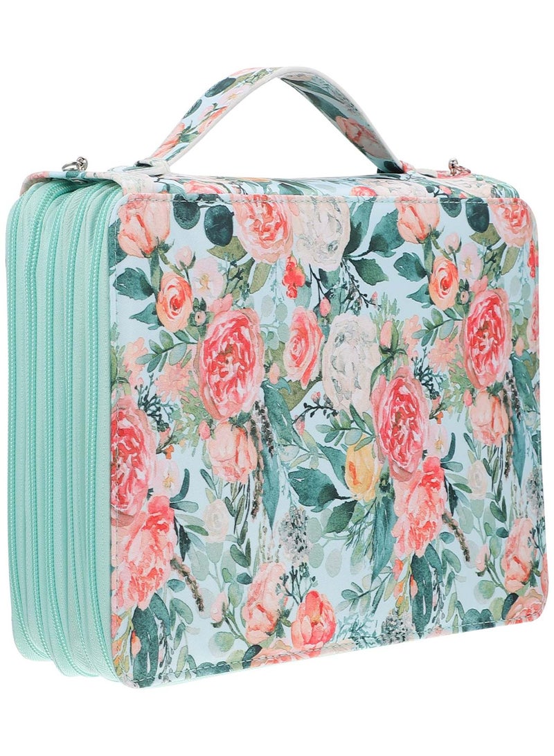 Multi layer 363 hole pencil case portable large capacity sketch coloring pencil case whole and distribution 363 hole green rose - Image 5