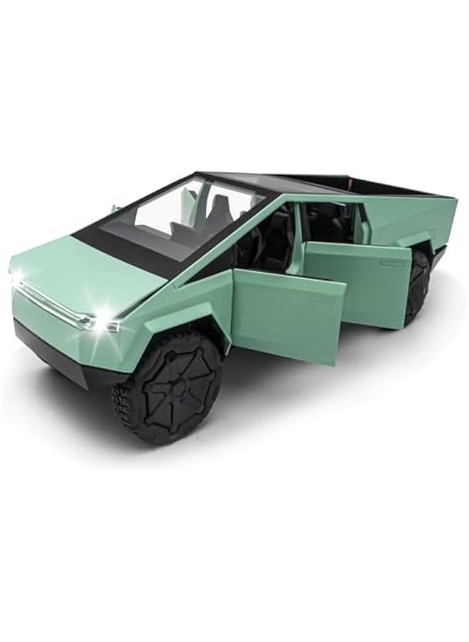 Generic - Cybertruck Model: 1/24 Diecast Metal Toy Trucks with Lights and Sounds, Mini Vehicles Toys for Boys, Ages 3 and Up (Green) - Image 1