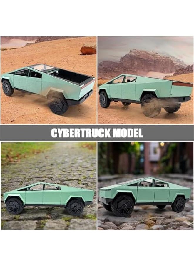 Generic - Cybertruck Model: 1/24 Diecast Metal Toy Trucks with Lights and Sounds, Mini Vehicles Toys for Boys, Ages 3 and Up (Green) - Image 1
