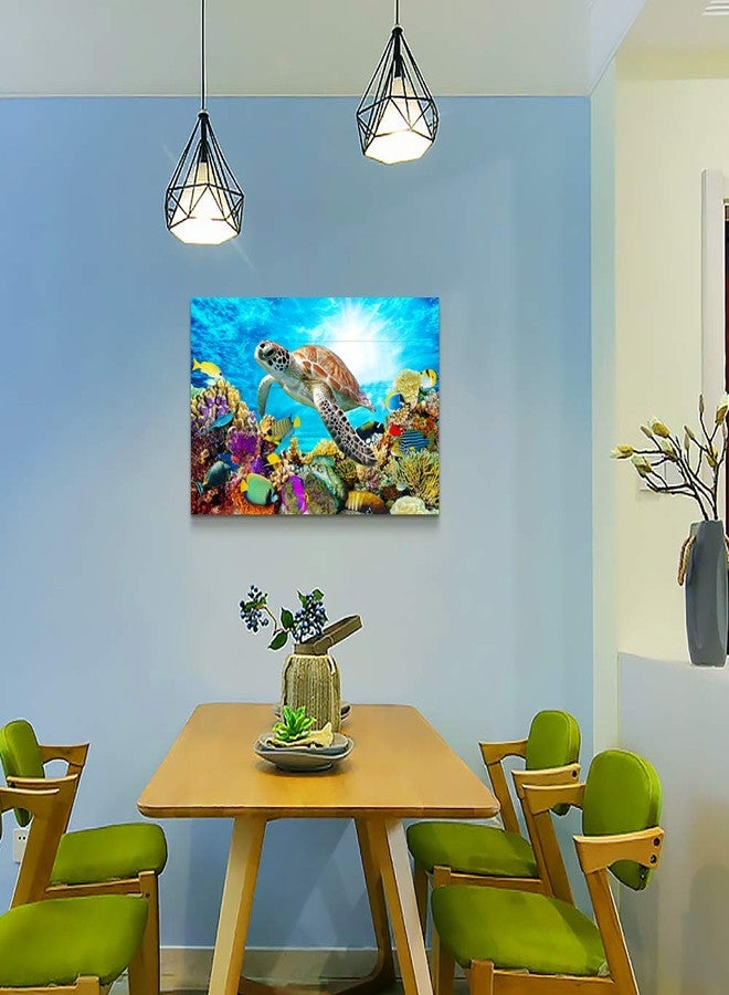 DZRWUBHS Family Wall Decor For Bedroom Family Canvas Wall Art For Bathroom Sea Turtles Wall Pictures Artwork Office Canvas Art Blue Ocean Wall Painting Modern Living Room Kitchen Home Decorations 12x16 Inch - Image 2