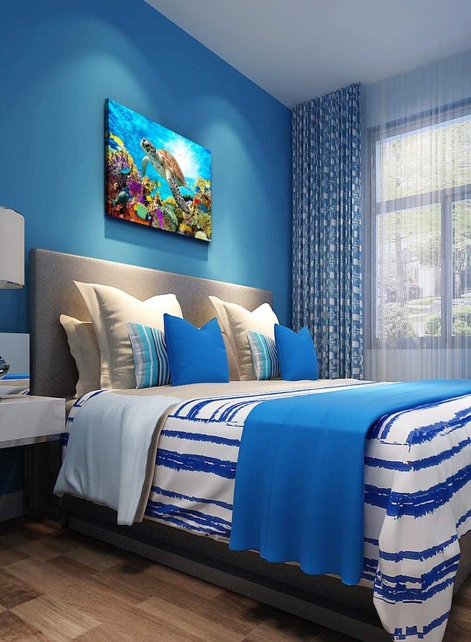 DZRWUBHS Family Wall Decor For Bedroom Family Canvas Wall Art For Bathroom Sea Turtles Wall Pictures Artwork Office Canvas Art Blue Ocean Wall Painting Modern Living Room Kitchen Home Decorations 12x16 Inch - Image 5