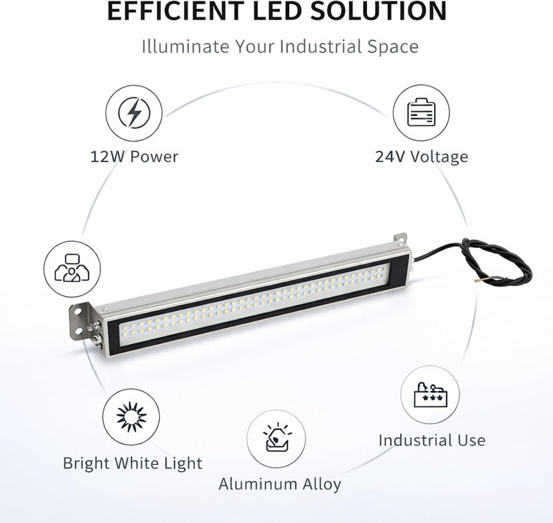 LED Working Light, Industrial Tube Light, 24V 12W White Source - Waterproof IP67, Explosion Proof, Durable for Machine Tool Use - Image 4