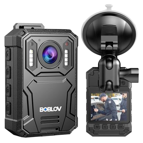 BOBLOV KJ23Pro 2K Body Camera 128GB Body Worn Camera with Night Vision 4000mAh Battery for 15 Hours Continuous Recording with Car Suction for Dashcams Law Enforcement Security Outdoor Work - Image 1