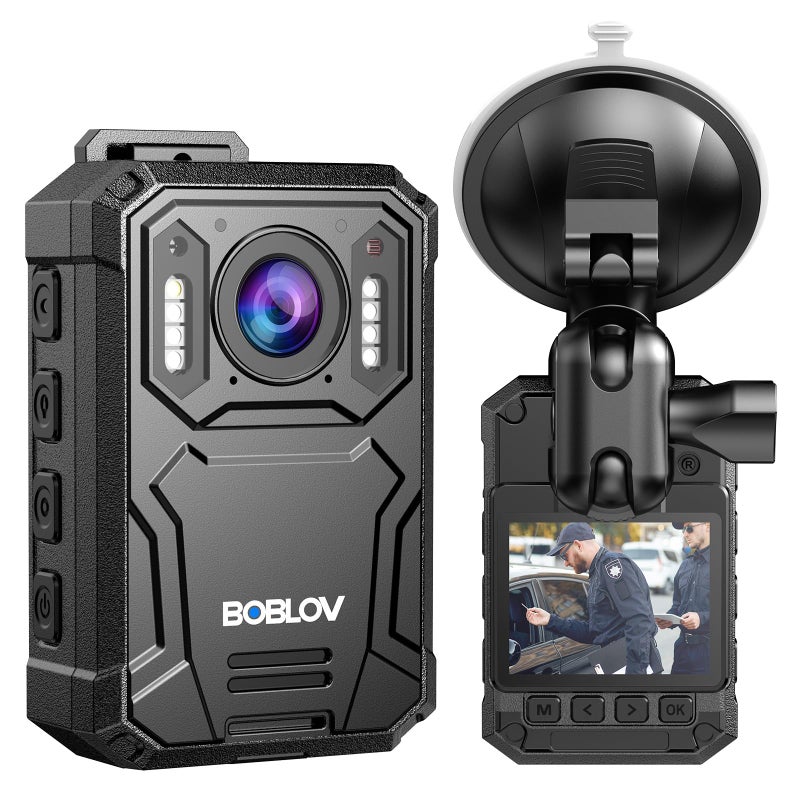 BOBLOV KJ23Pro 2K Body Camera 128GB Body Worn Camera with Night Vision 4000mAh Battery for 15 Hours Continuous Recording with Car Suction for Dashcams Law Enforcement Security Outdoor Work - Image 2