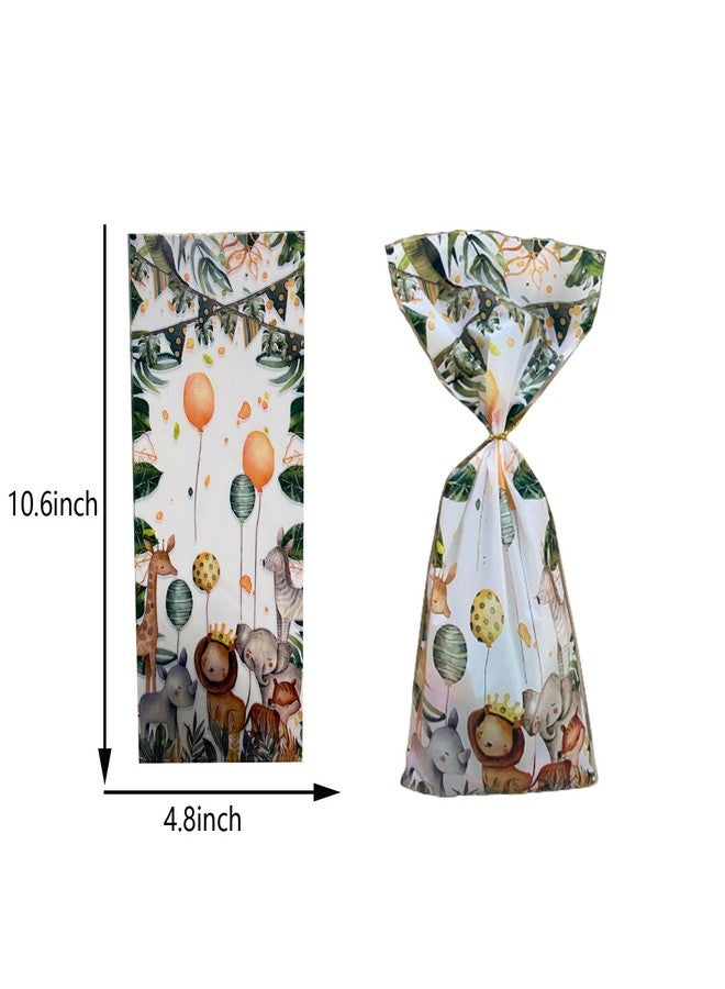 DYT 50 Pieces Jungle Safari Animal Party Treat Bags Wild One Candy Goodies Favor Gift Bags Animal for Jungle Safari Petting Zoo Farmhouse Theme Birthday Party Baby Shower - Image 2