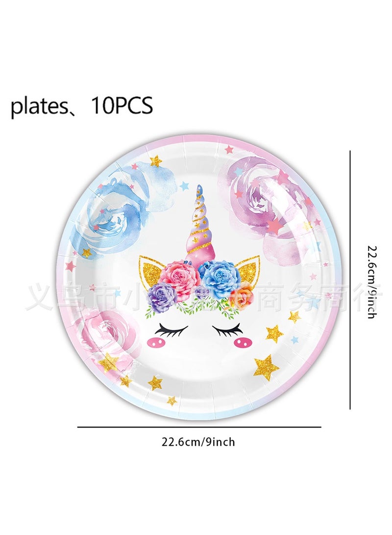 Unicorn theme girl birthday party set for 10 kids - Image 3