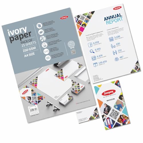 Anupam Ivory Paper - Acid Free - 25 Loose Sheets - 250 GSM - A4 - Art,Craft, Painting and Project Work - Image 5