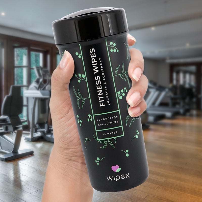 Wipex Fitness Equipment Wipes | Use as Gym Wipes for Equipment, Yoga Mat Cleaner, Peloton Bike Cleaner, Exercise Machine Wipes | Lemongrass, Eucalyptus, 75 Natural Wipes per Canister - Image 5