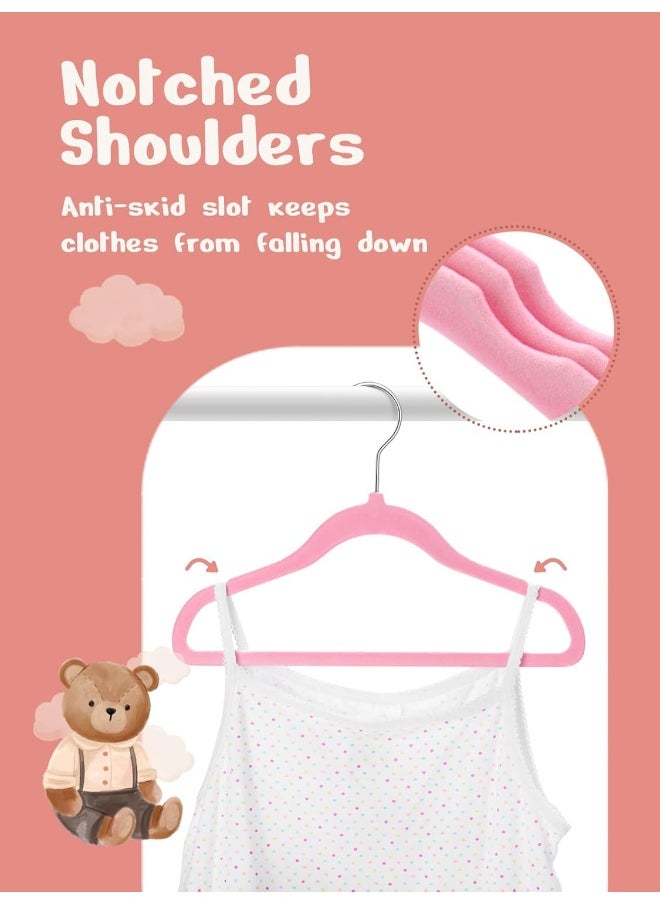 HOUSE DAY - HOUSE DAY Velvet Baby Hangers 50 Pack, Premium Children's Hangers for Baby, Infant & Toddler Clothes, Durable Non Slip Baby Felt Hangers Pink, 11 Inch Baby Hangers for Closet, Ideal for Everyday Use - Image 1