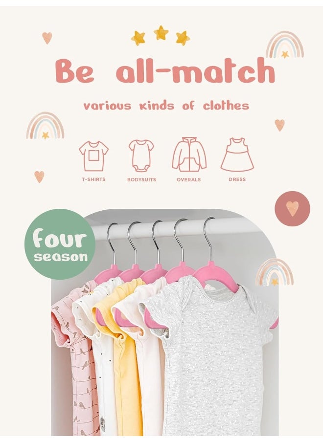 HOUSE DAY - HOUSE DAY Velvet Baby Hangers 50 Pack, Premium Children's Hangers for Baby, Infant & Toddler Clothes, Durable Non Slip Baby Felt Hangers Pink, 11 Inch Baby Hangers for Closet, Ideal for Everyday Use - Image 1