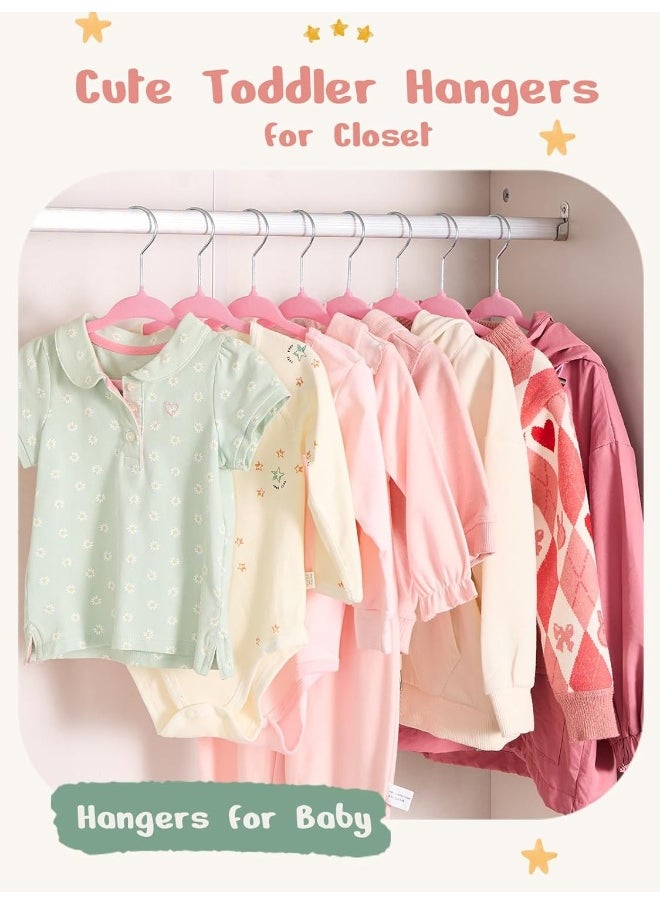 HOUSE DAY - HOUSE DAY Velvet Baby Hangers 50 Pack, Premium Children's Hangers for Baby, Infant & Toddler Clothes, Durable Non Slip Baby Felt Hangers Pink, 11 Inch Baby Hangers for Closet, Ideal for Everyday Use - Image 1