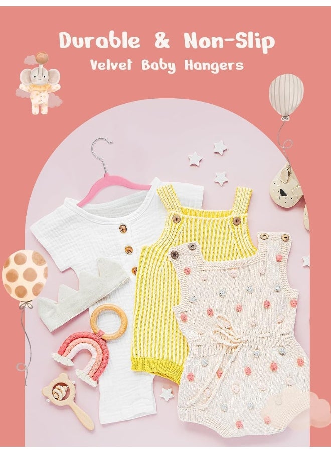 HOUSE DAY - HOUSE DAY Velvet Baby Hangers 50 Pack, Premium Children's Hangers for Baby, Infant & Toddler Clothes, Durable Non Slip Baby Felt Hangers Pink, 11 Inch Baby Hangers for Closet, Ideal for Everyday Use - Image 1