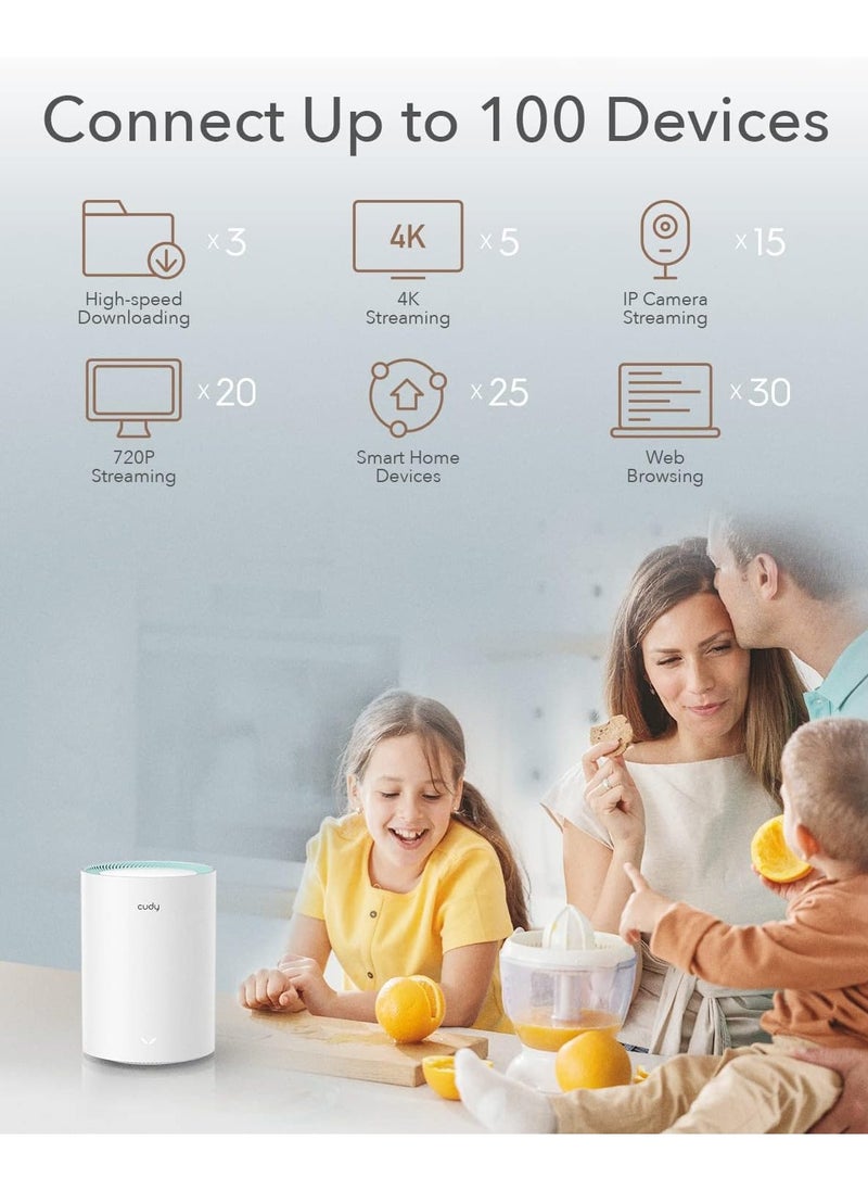 cudy - AC1200 Gigabit Whole Mesh Wi-Fi System, Dual Band, Wi-Fi Extender, Gigabit Ports, High Gain Antennas, Cloudflare, Connect Up to 100 Devices - Image 1