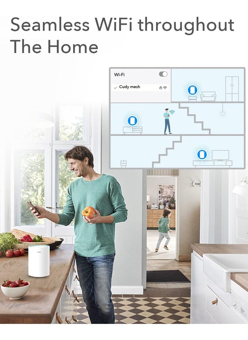 cudy - AC1200 Gigabit Whole Mesh Wi-Fi System, Dual Band, Wi-Fi Extender, Gigabit Ports, High Gain Antennas, Cloudflare, Connect Up to 100 Devices - Image 1