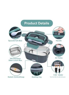 ARCOON ARCOON Electric Lunch Box Food Heater, 3 in 1 Ultra Quick Heated Lunch Boxes for Adults,  220/12V Portable Food Warmer for Car/Truck/Office With Fork Spoon and Insulated Carry Bag  - Image 5