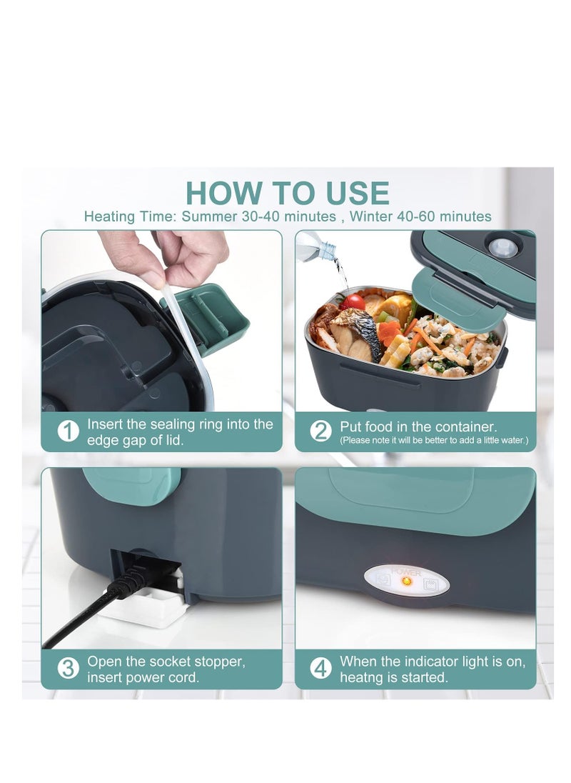 ARCOON - ARCOON Electric Lunch Box Food Heater, 3 in 1 Ultra Quick Heated Lunch Boxes for Adults,  220/12V Portable Food Warmer for Car/Truck/Office With Fork Spoon and Insulated Carry Bag - Image 1