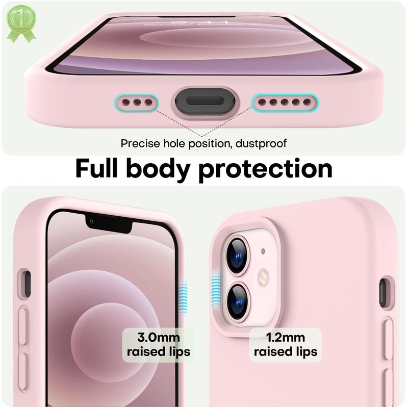 LOVE 3000 Designed for iPhone 12 Case/iPhone 12 Pro Case, Premium Silicone with [Soft Anti-Scratch Microfiber Lining] Shockproof Protective Phone Case for Men Women Girls 6.1", Chalk Pink - Image 3
