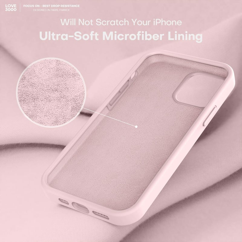 LOVE 3000 Designed for iPhone 12 Case/iPhone 12 Pro Case, Premium Silicone with [Soft Anti-Scratch Microfiber Lining] Shockproof Protective Phone Case for Men Women Girls 6.1", Chalk Pink - Image 5