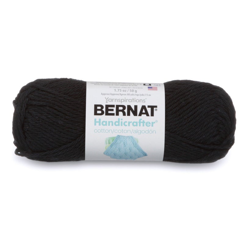 Bernat Handicrafter Cotton Solids Yarn 175 oz Gauge 4 Medium 100 Cotton Black Licorice