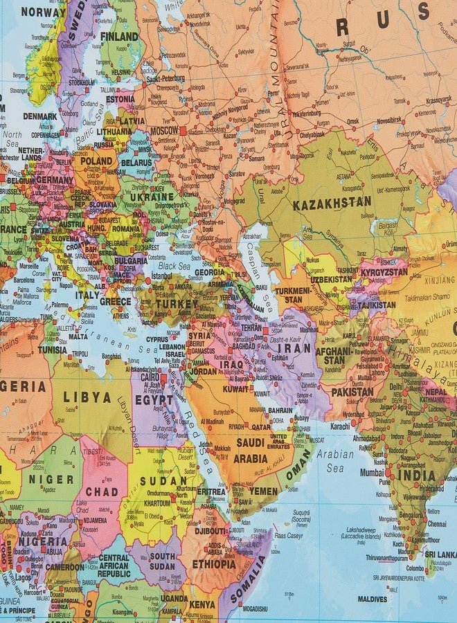 مابس انترناشيونال خرائط دولية - خريطة العالم المفصلة - محدثة 2025 - ورق فني حريري - شكل مطوي - 84.1 سم (عرض) × 59.4 سم (ارتفاع) - Image 5