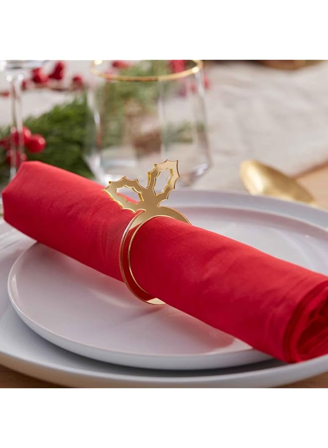 Ginger Ray Ray Acrylic Holly Napkin Rings 6-Pieces, Gold - Image 2