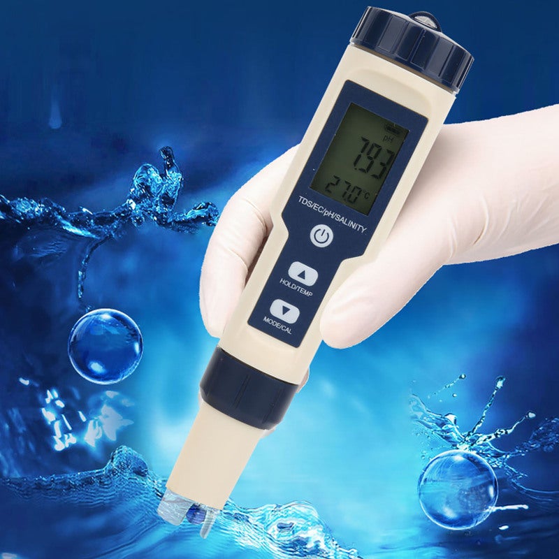 5-In-1 Water Quality Tester : IP67 Waterproof, Auto-Calibrated PH Meter - High Precision, Replaceable Probe TDS Tester for Aquaculture, Drinking Water, Swimming Pool - Image 3