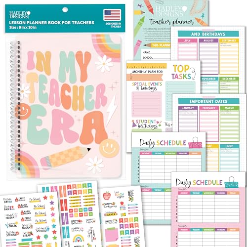 Hadley Designs Teacher Planner 20252026 Lesson Planner Book for Teachers Must Haves Undated Teacher Planners Lesson Plan Notebook Homeschooling Planners Teachers Appreciation Gifts - Image 1