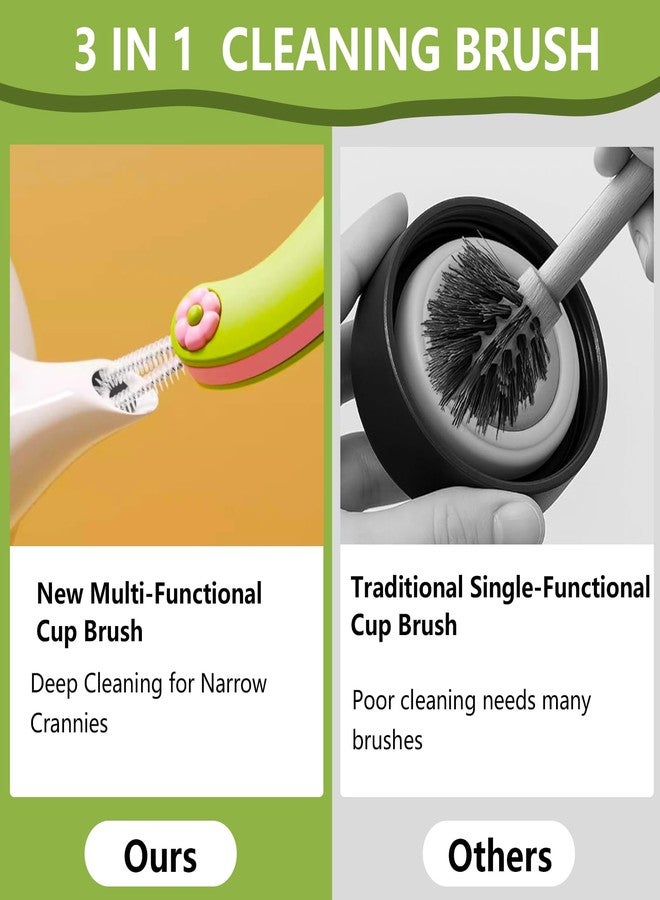 Charunee 3 in 1 Cup Lid Cleaning Brush Set, 2PCS Bottle Cleaner Brush Multifunctional for Bottle Gaps,Travel Mugs&Tight Spaces Cup,Ergonomic Arc-Shaped Handles Lid Cleaner Brushes Home Kitchen Tools - Image 5