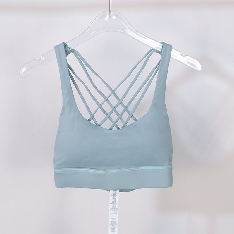 Women''s sports underwear back cross eight yoga bra fitness naked comfortable high elastic yoga clothing - Image 1