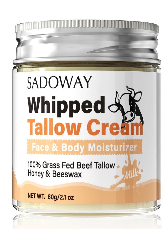 SADOWAY Beef Tallow for Skin: Handmade Beef Tallow for Face - Organic Grass-Fed Whipped Beef Tallow and Honey Balm Tallow Face Moisturizer Smooth Soft for Dry Skin - Image 1