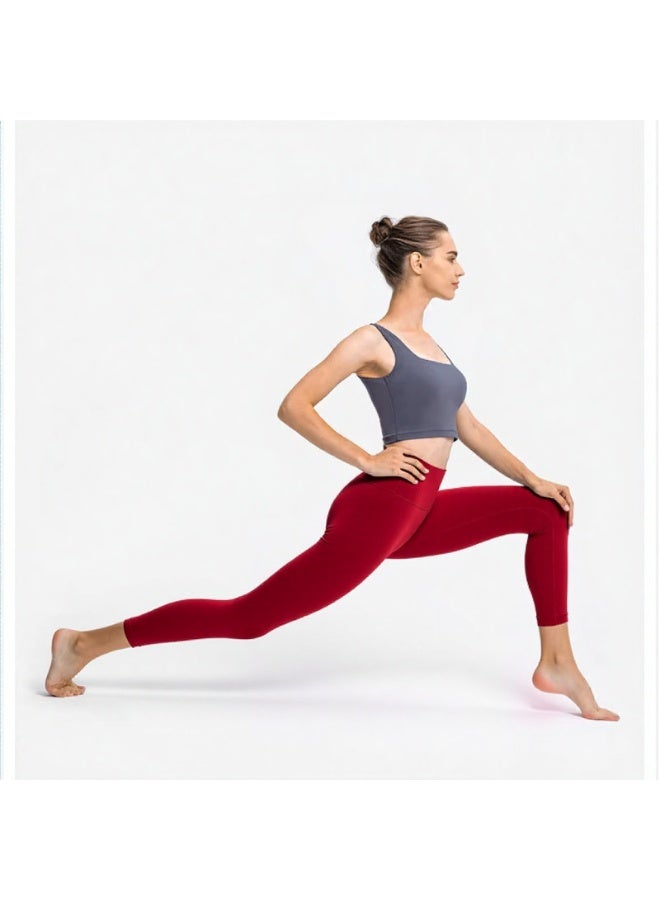 NIBEMINENT Essential/Pure&Plain 7/8 Leggings, High Waisted Compression Soft Pants Workout Athletic Yoga Pants 24" - Image 2