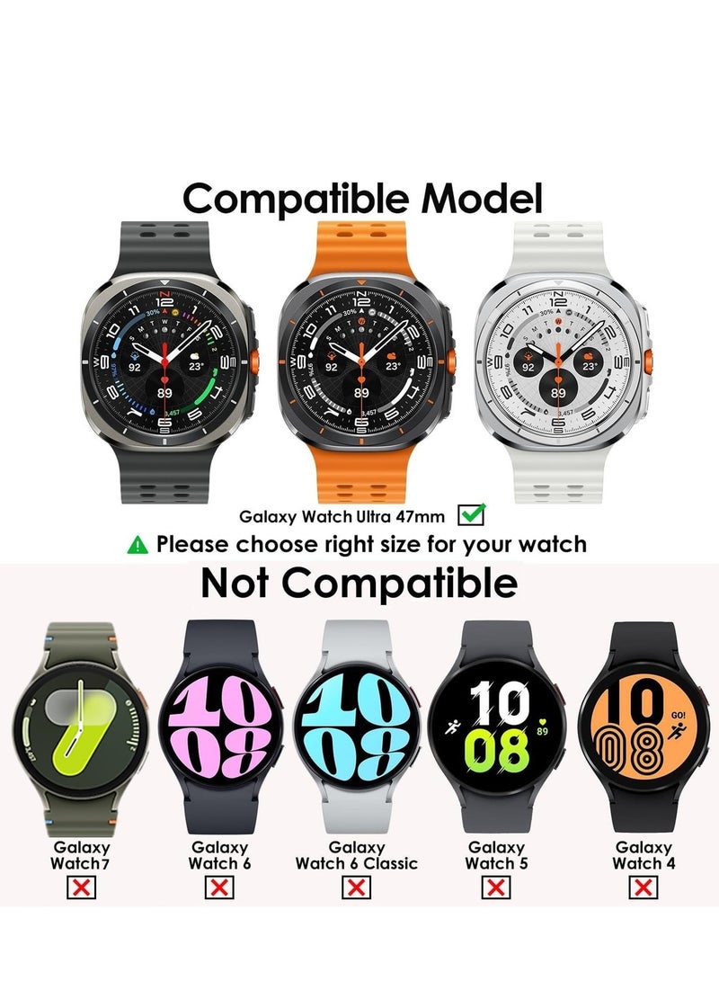 Stainless Steel Band Compatible with Samsung Galaxy Watch 7 Ultra 47mm No Gap Solid Metal Replacement Wristband Watch Strap for Men (Silver) - Image 2