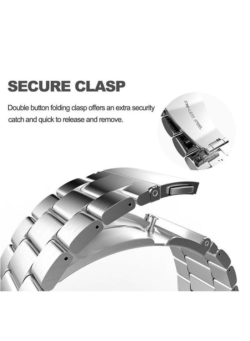 Stainless Steel Band Compatible with Samsung Galaxy Watch 7 Ultra 47mm No Gap Solid Metal Replacement Wristband Watch Strap for Men (Silver) - Image 4