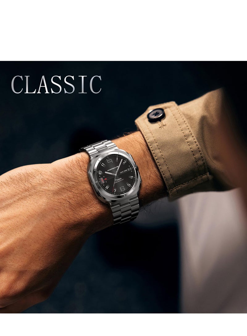 Stainless Steel Band Compatible with Samsung Galaxy Watch 7 Ultra 47mm No Gap Solid Metal Replacement Wristband Watch Strap for Men (Silver) - Image 5