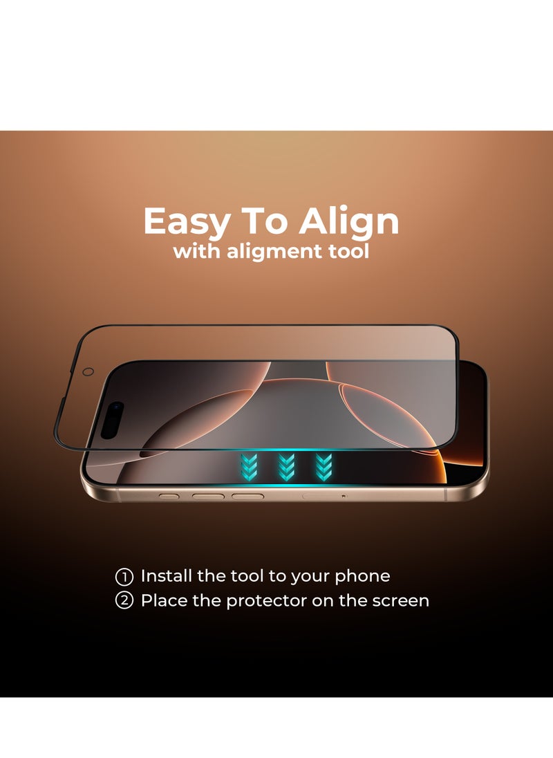 Maxwell Electronics - Maxwell 3D Silicone Edge HD AR Screen Protector Compatible with iPhone 16 Pro Crystal Clear, Anti-Static, Anti-Reflection, 0.33 mm Raised Protection, Easy to Install, Non Bubble Installation - Image 1