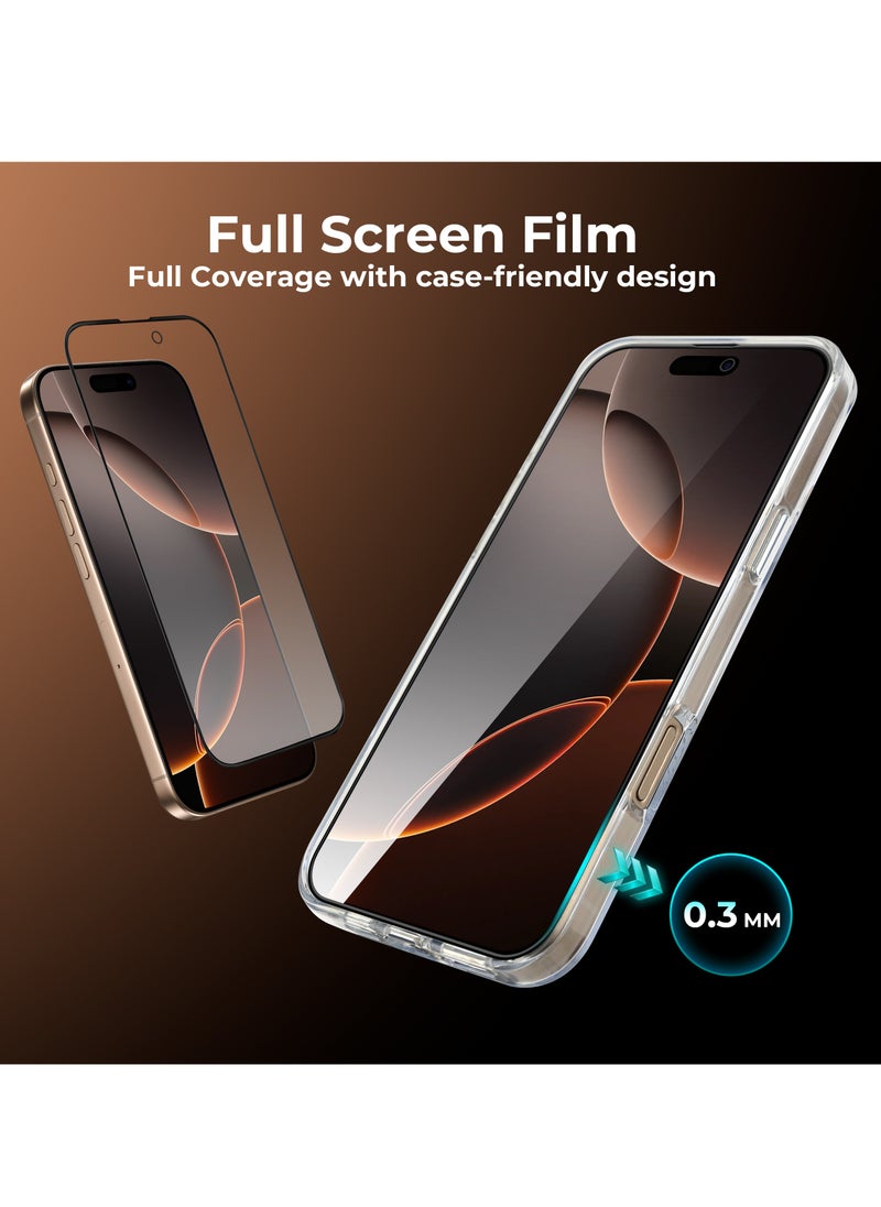 Maxwell Electronics - Maxwell 3D Silicone Edge HD AR Screen Protector Compatible with iPhone 16 Pro Crystal Clear, Anti-Static, Anti-Reflection, 0.33 mm Raised Protection, Easy to Install, Non Bubble Installation - Image 1