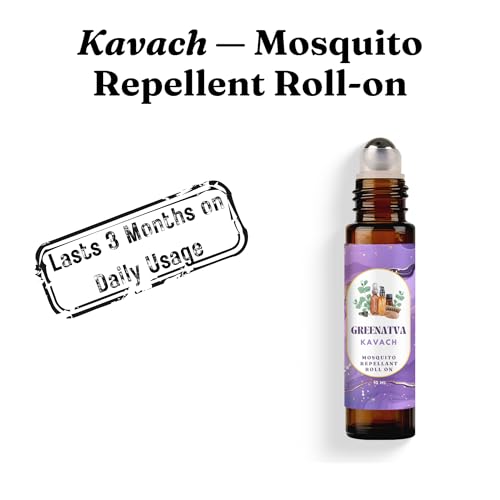 Greenatva Kavach by Greenatva - Mosquito Repellent Roll On, Keeps Mosquitoes Away, Heals Cuts & Soothes Bites, Skin Safe for Kids 2+ years, Adults, DEET Free, Lemongrass, Eucalyptus, Citronella Essential Oil Blend, 10ml per bottle, Lasts more than 60 applications, Plant Based, Organic, Vegan - Image 2