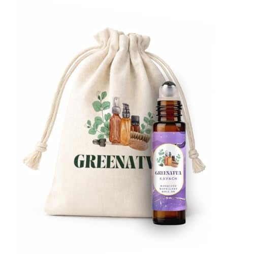 Greenatva Kavach by Greenatva - Mosquito Repellent Roll On, Keeps Mosquitoes Away, Heals Cuts & Soothes Bites, Skin Safe for Kids 2+ years, Adults, DEET Free, Lemongrass, Eucalyptus, Citronella Essential Oil Blend, 10ml per bottle, Lasts more than 60 applications, Plant Based, Organic, Vegan - Image 1