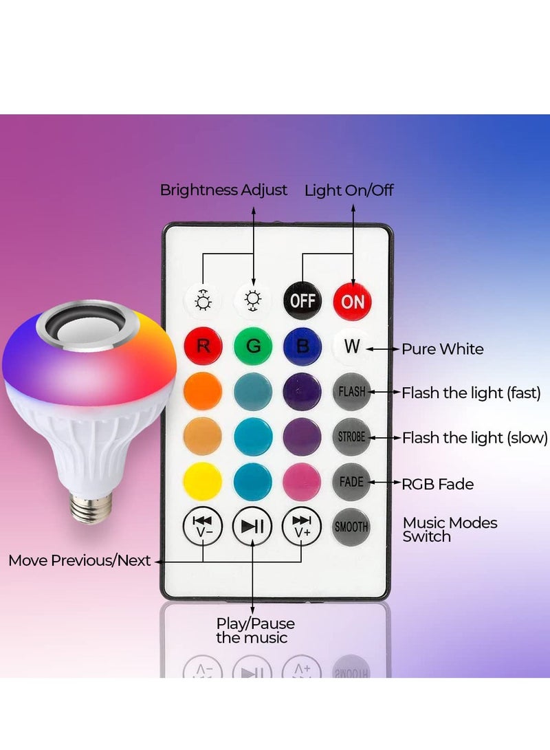 Wireless Light Bulb Speaker, Bluetooth Light Bulbs with Speaker, RGB Smart Music Bulb with Remote Control, Light Bulb Lamp for Bedroom, Home, Party Decorations - Image 3