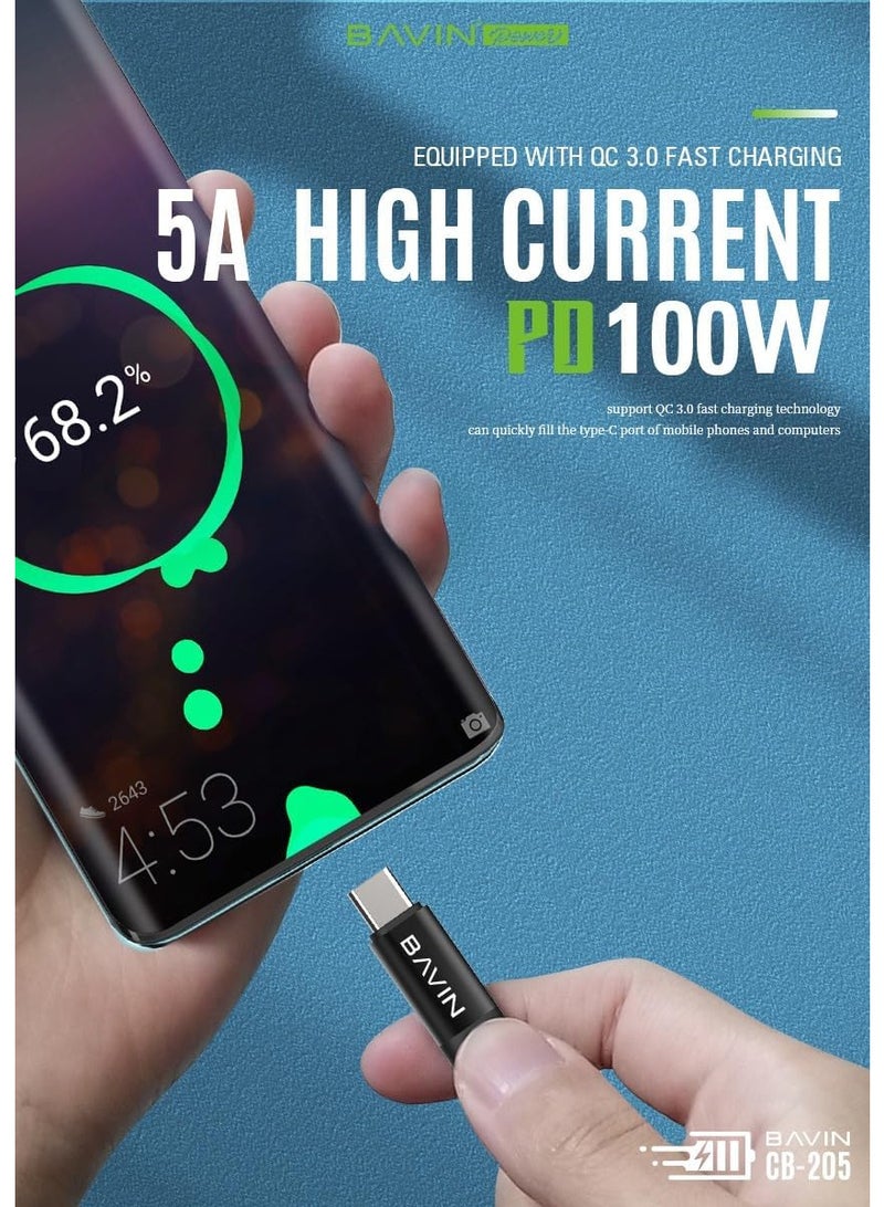 BAVIN CB205 Super Fast Charging 100W 2m Type-C To Type-C Cable - Black - Image 3