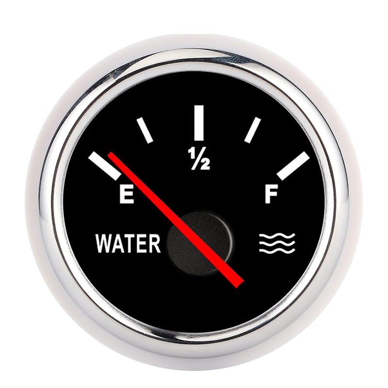 Water Liquid Level Gauge, 2 Inch Dial, High Accuracy, Universal Fit - Durable Stainless Steel, Anti - Vibration Design, Marine and Vehicle Use (Black Dial Silver Cover) - Image 1