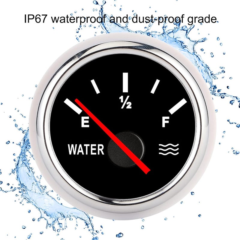 Water Liquid Level Gauge, 2 Inch Dial, High Accuracy, Universal Fit - Durable Stainless Steel, Anti - Vibration Design, Marine and Vehicle Use (Black Dial Silver Cover) - Image 4