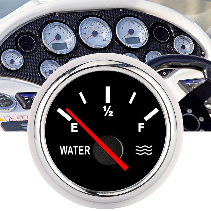Water Liquid Level Gauge, 2 Inch Dial, High Accuracy, Universal Fit - Durable Stainless Steel, Anti - Vibration Design, Marine and Vehicle Use (Black Dial Silver Cover) - Image 2