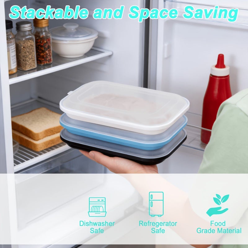 Set Of 4 Black Silicone Airtight Food Storage Containers With Lids Portable - Image 3